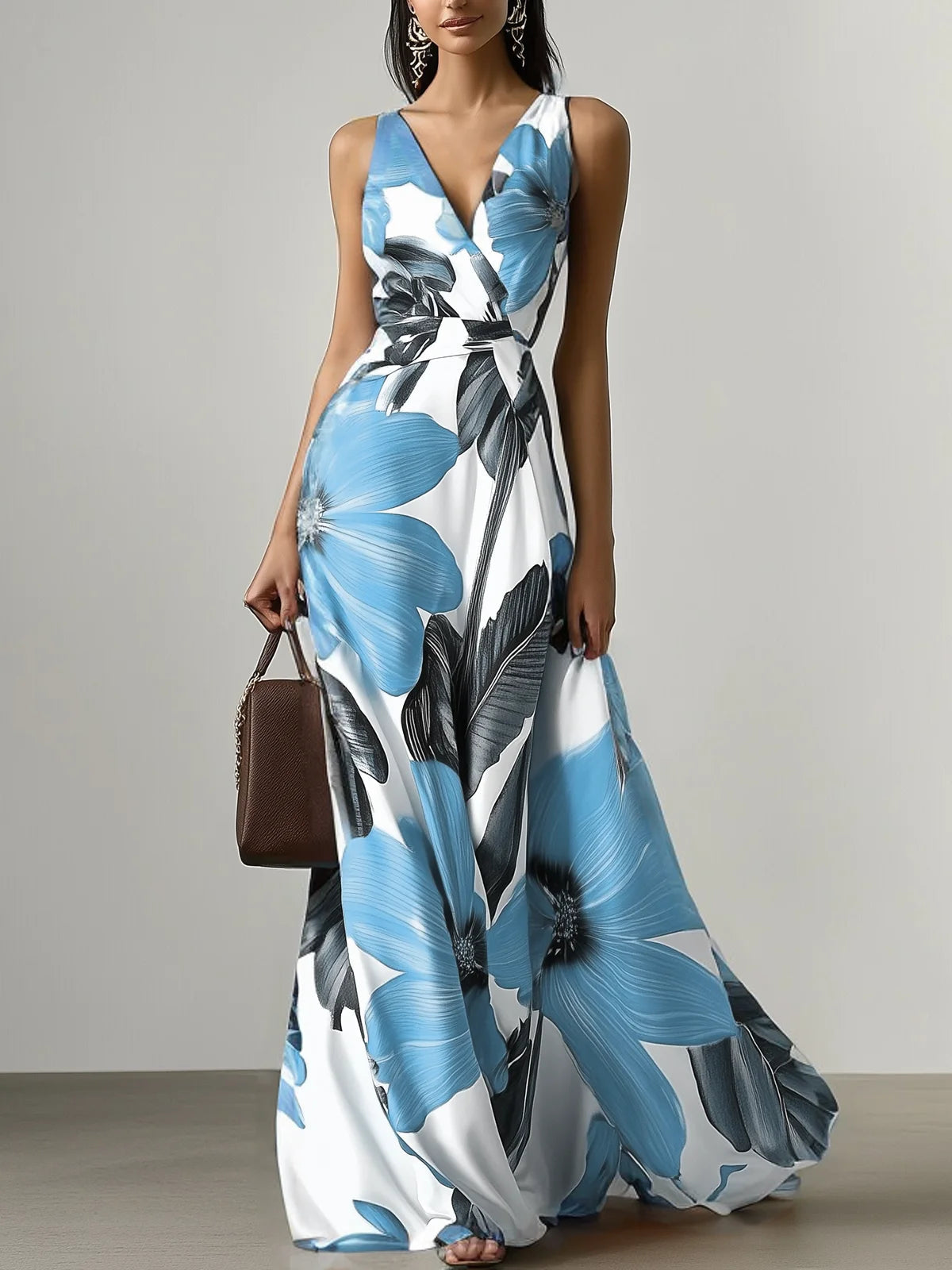 Printed Girdle Oversized Swing Dress