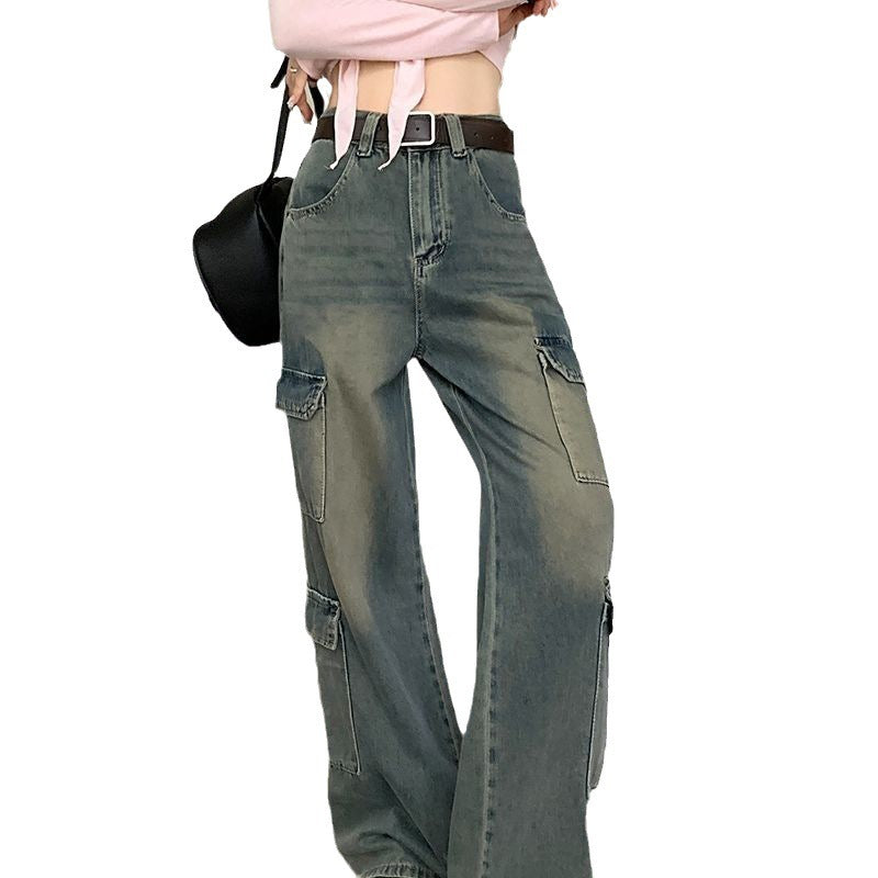 Women's Fashion Casual Retro Cargo Jeans