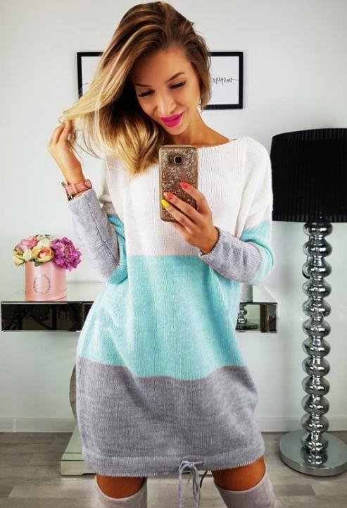 Alina - Elegant wide neck knit dress