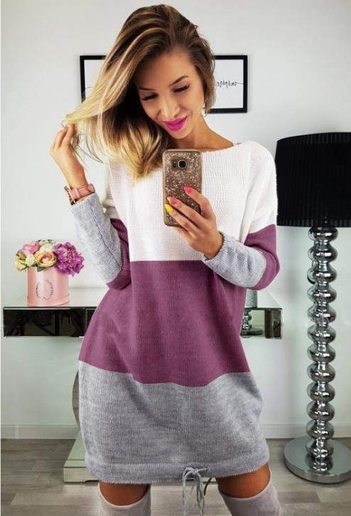 Alina - Elegant wide neck knit dress