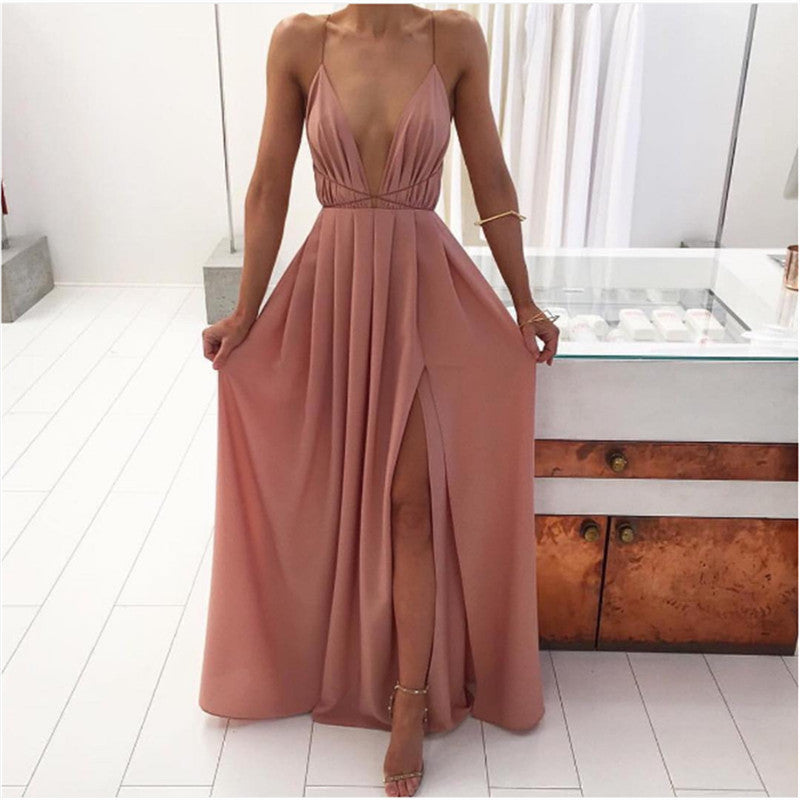 Bigsweety Sexy Maxi Dress Women Sleeveless Backless Boho Long Dress Bridesmaid Formal Summer Party Bandage Slit Dress