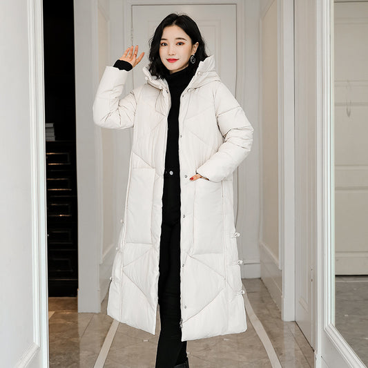 Knee-length Large Fur Collar Double-faced Slim Coat