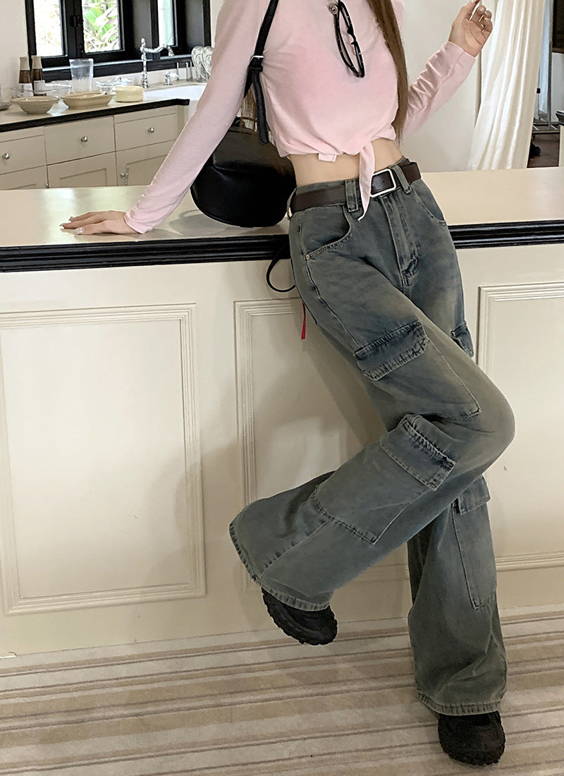 Women's Fashion Casual Retro Cargo Jeans