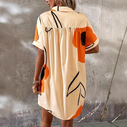 Women's Printed Casual Shirt Dress