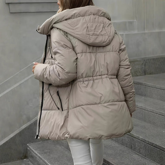 Hooded Cotton Coat - Mid-Length Slimming Thick