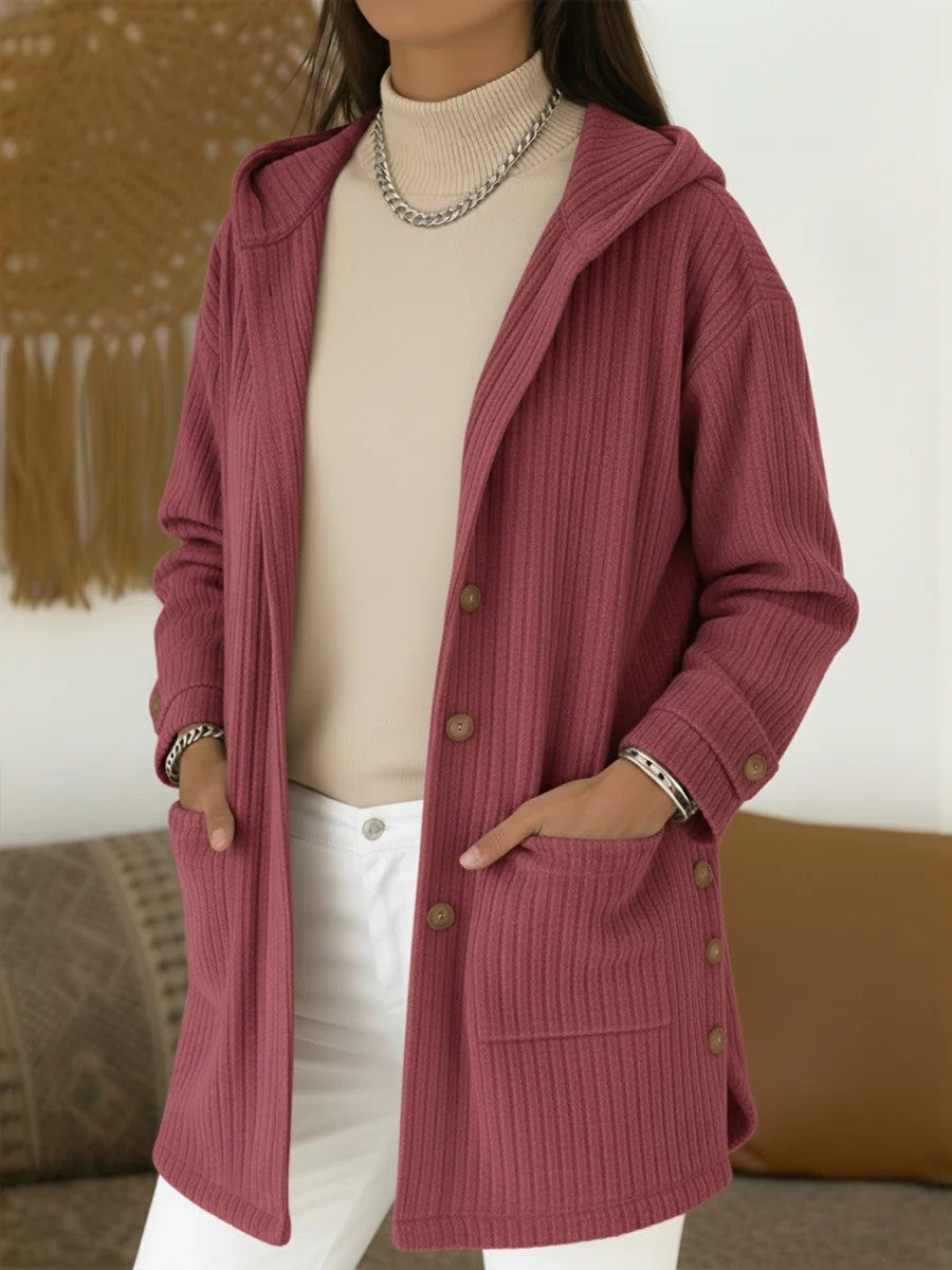 Women's Loose Hooded Corduroy Casual Jacket