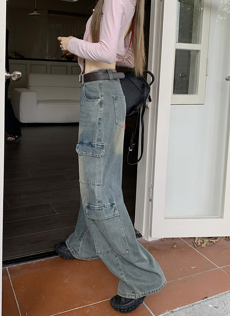 Women's Fashion Casual Retro Cargo Jeans