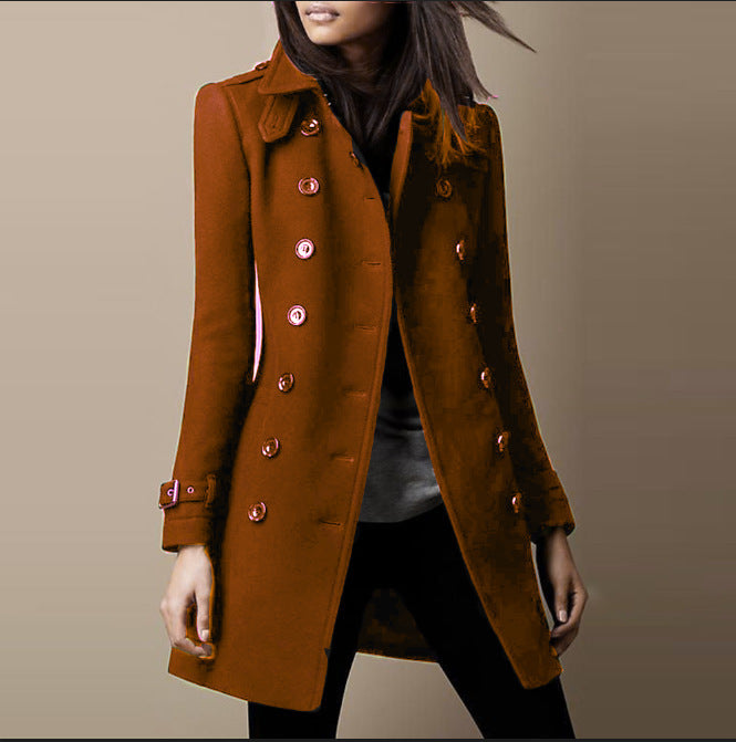 Streetwear Wool Overcoat - Double-Breasted Lapel