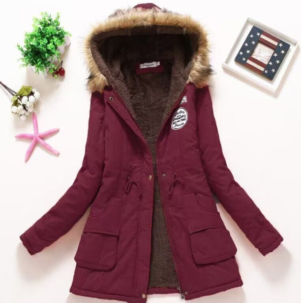 Hooded Winter Jacket Women Fashion Warm Coats Ladies Tops