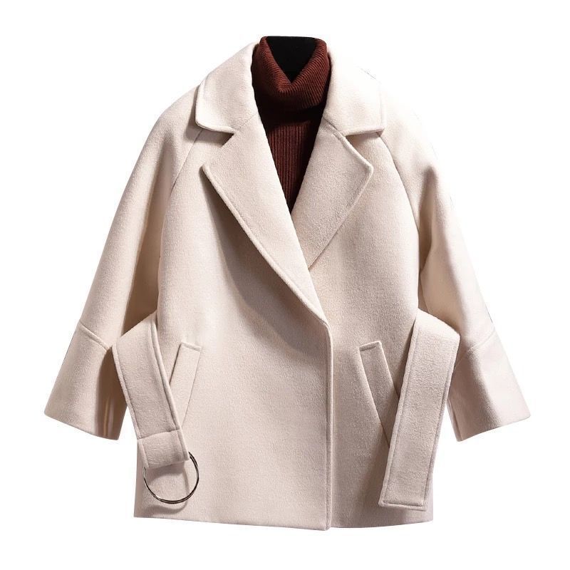 Women's Loose Wool Lightly Mature Waist Trimming Short Coat