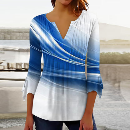 Blusa flare com decote em V e estampa floral