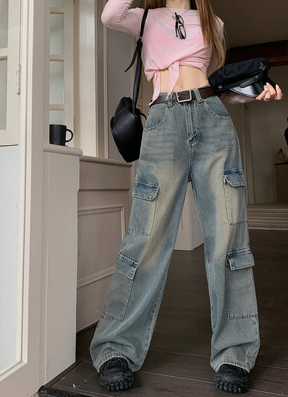 Vaqueros cargo retro casuales de moda para mujer