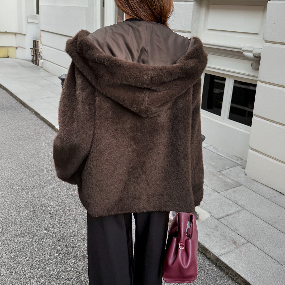 Fashionable Fur Collar Coat Women's Clothing