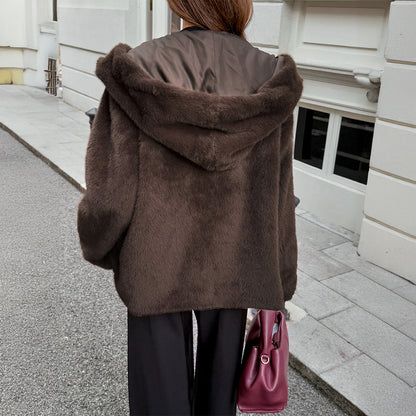 Fashionable Fur Collar Coat Women's Clothing