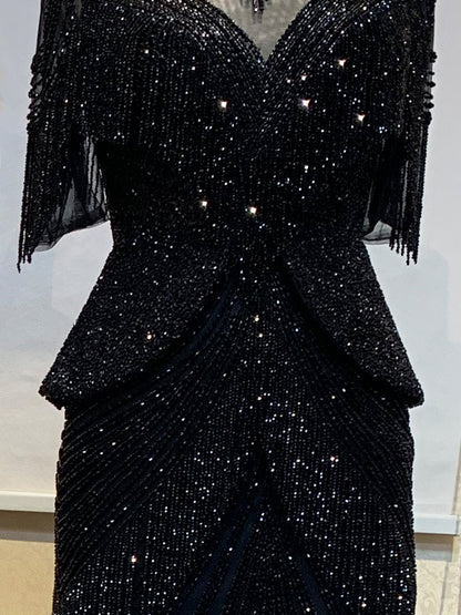 Vestido de noche de sirena para mujer, reina de la moda, banquete.