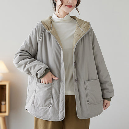 Retro Workwear Trendy Short Hooded Cotton Jacket