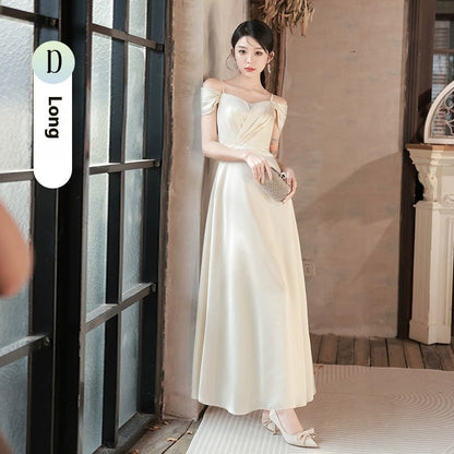 Vestido de alta gama de nicho de champán de verano