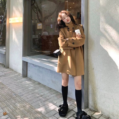 Petite Korean-style Thickened Double-faced Cashmere Coat