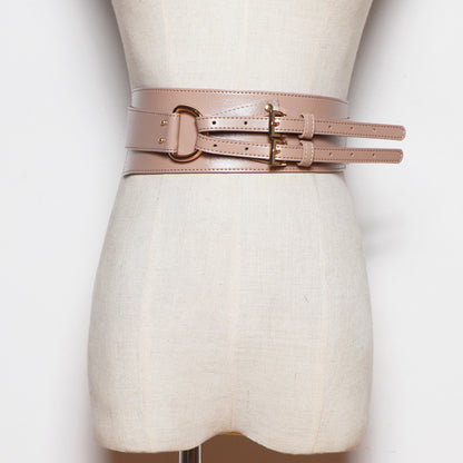 Leather Diagonal Buckle Women's Wide Girdle Women's