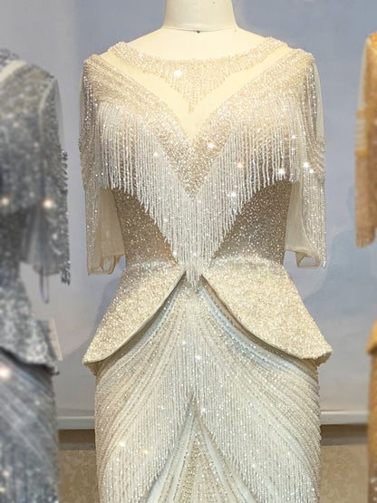 Vestido de noche de sirena para mujer, reina de la moda, banquete.