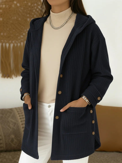 Women's Loose Hooded Corduroy Casual Jacket