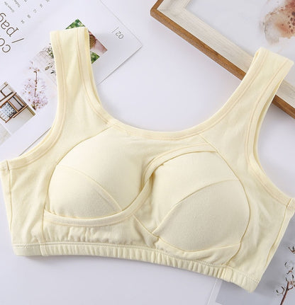 Sujetador de talla grande para mujer, ropa interior de algodón a prueba de terremotos, tops para dormir sin hebillas, lencería sin aros con relleno extraíble