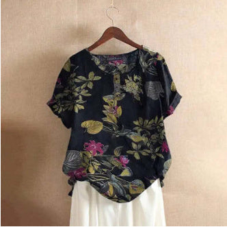 Camiseta informal holgada de manga corta con estampado