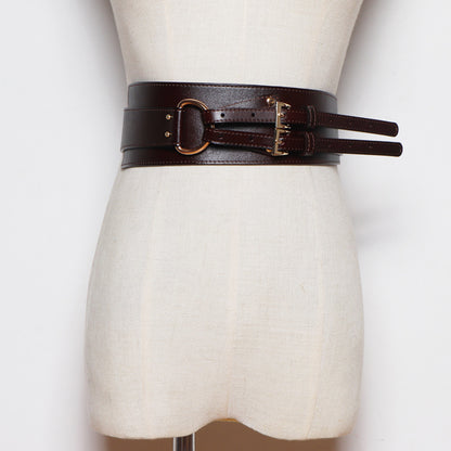 Leather Diagonal Buckle Women's Wide Girdle Women's
