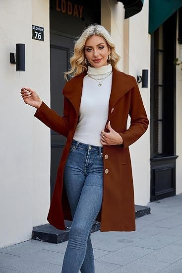 Women's Single-breasted Stand Collar Belt Pea Coat