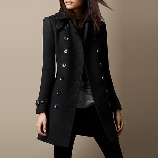 Streetwear Wool Overcoat - Double-Breasted Lapel