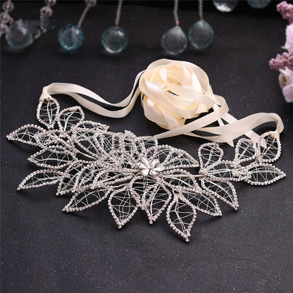 European And American Forest Silver Rhinestone Handmade Wedding Girdle