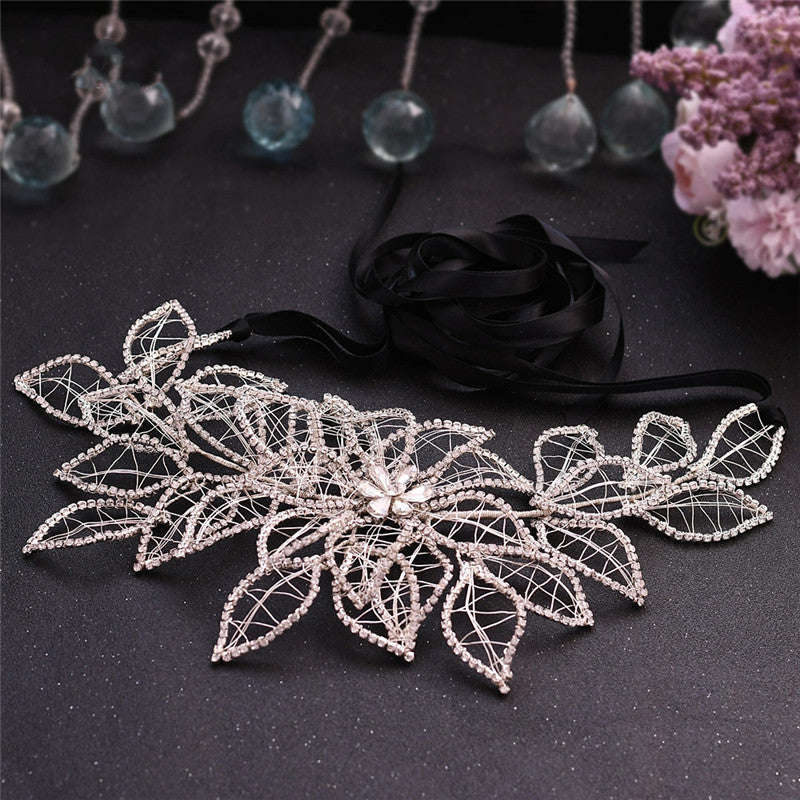 European And American Forest Silver Rhinestone Handmade Wedding Girdle