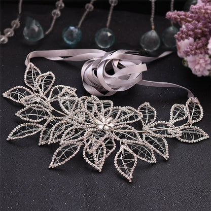 European And American Forest Silver Rhinestone Handmade Wedding Girdle