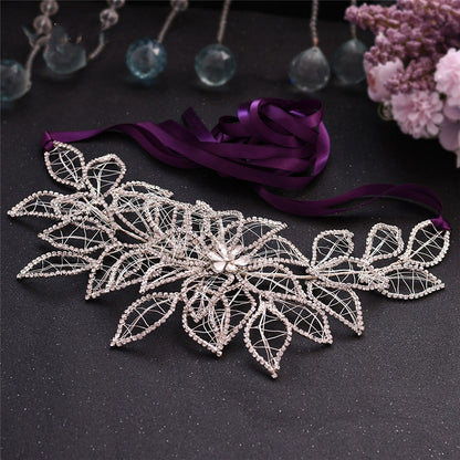 European And American Forest Silver Rhinestone Handmade Wedding Girdle