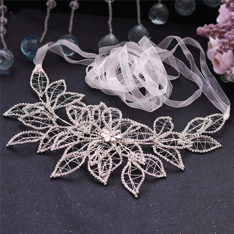 European And American Forest Silver Rhinestone Handmade Wedding Girdle