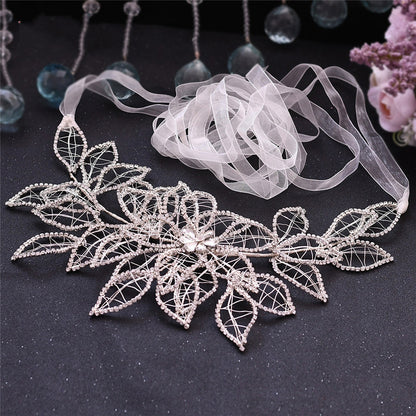 European And American Forest Silver Rhinestone Handmade Wedding Girdle