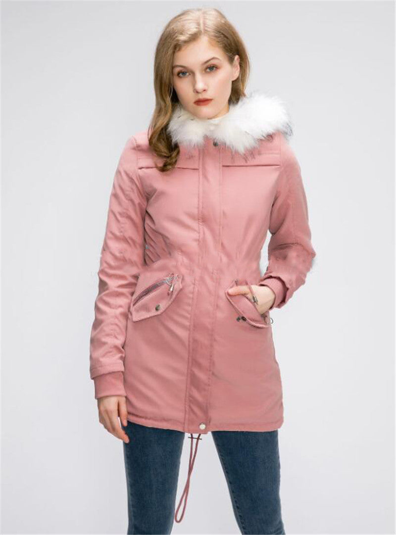 Abrigos de algodón para mujer, chaqueta informal de piel larga con capucha, moda sencilla, estilo urbano
