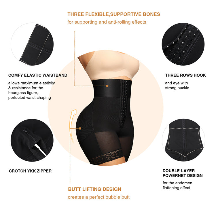 3 Breasted Bodybuilding Girdle High Waist Belly Contracting And Hip Lifting Pants