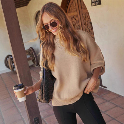 Fake Wind Long Sleeve Round Neck Knitted Top Coat For Women