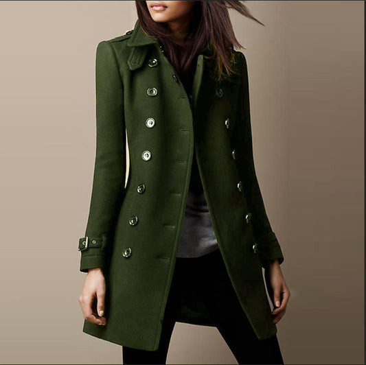 Streetwear Wool Overcoat - Double-Breasted Lapel