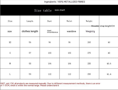 Chaleco sin espalda con costuras de gemas acrílicas para mujer