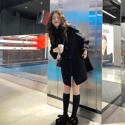 Petite Korean-style Thickened Double-faced Cashmere Coat