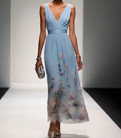 Vestido de noche elegante con escote en V y borde cruzado