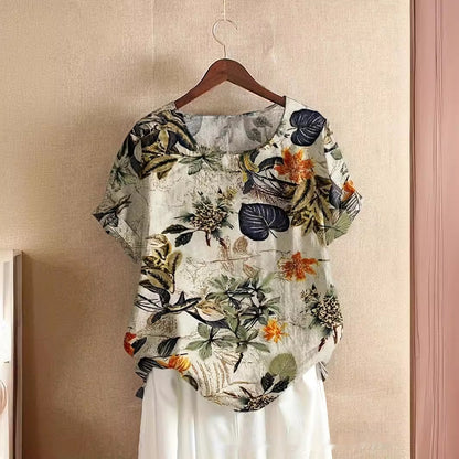 Camiseta informal holgada de manga corta con estampado