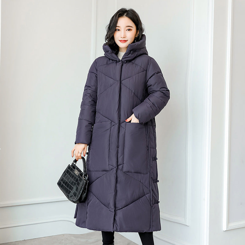 Knee-length Large Fur Collar Double-faced Slim Coat