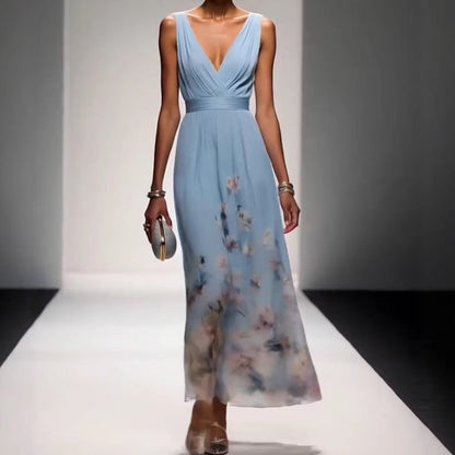 Vestido de noche elegante con escote en V y borde cruzado