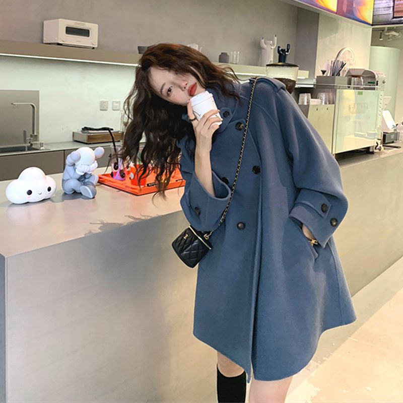 Petite Korean-style Thickened Double-faced Cashmere Coat