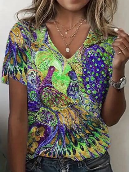 Nueva camiseta de verano fina con escote en V calado para mujer