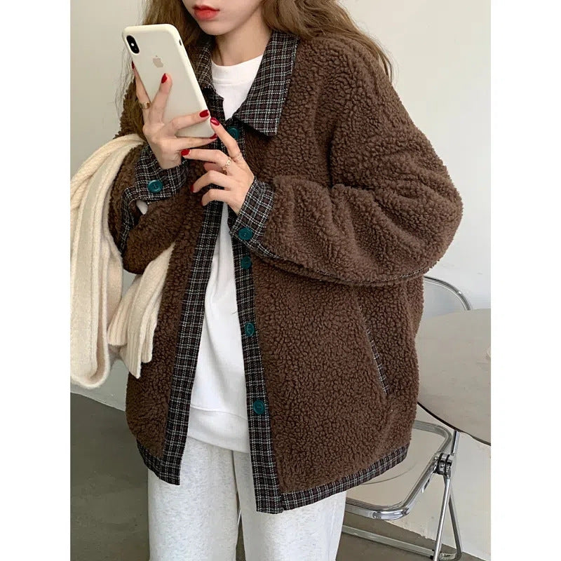 Korean Style Loose Double Layer Thickened Cotton Padded Coat Top