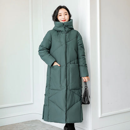 Knee-length Large Fur Collar Double-faced Slim Coat